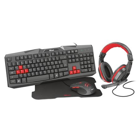 Trust Ziva 4 in 1 Gaming bundle: keyboard, headset, mouse and mouse pad
