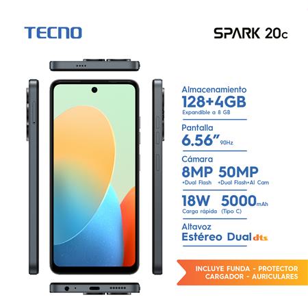 Celular Tecno Spark 20C 128/4GB Gravity Black