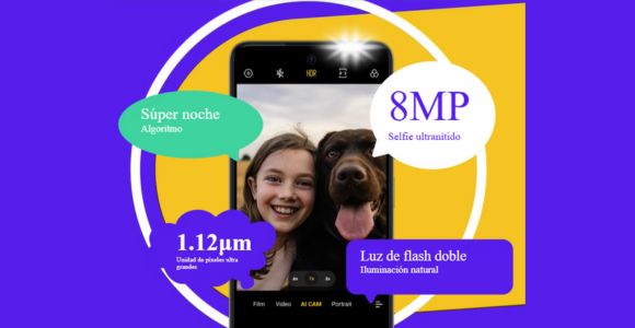 Selfie de flash dual de 8 MP